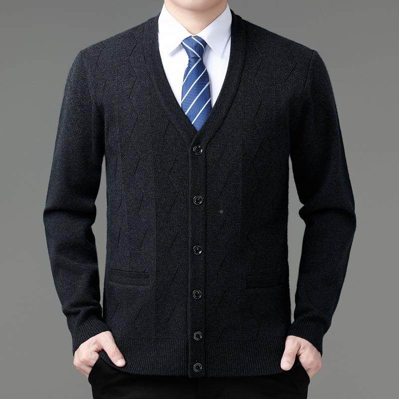 秋冬羊衫绒中老年男士爸爸装外开衫毛衣套厚款267-B+季商务羊毛衫,男装,羊绒套衫,淘宝优惠券,粉丝福利购,淘宝优惠卷