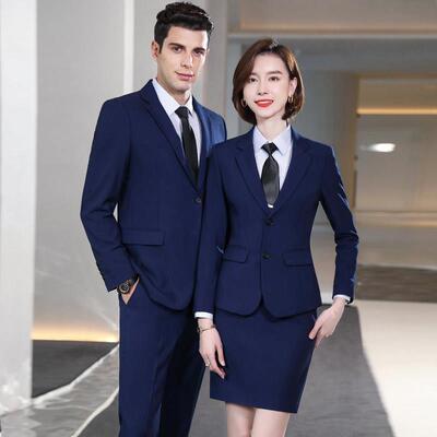 AL-65175宝蓝色男士商务业装职女套装男同款西装保地险产银行经理