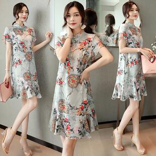 连衣裙女小良个子旗袍式 fnHRYZ60年时轻 连衣裙子代现风高贵太改版