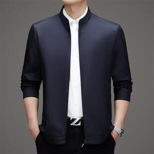 男夹克简约春季免烫装处8818-C-B理纯色薄尚款袖男长装上衣休闲时
