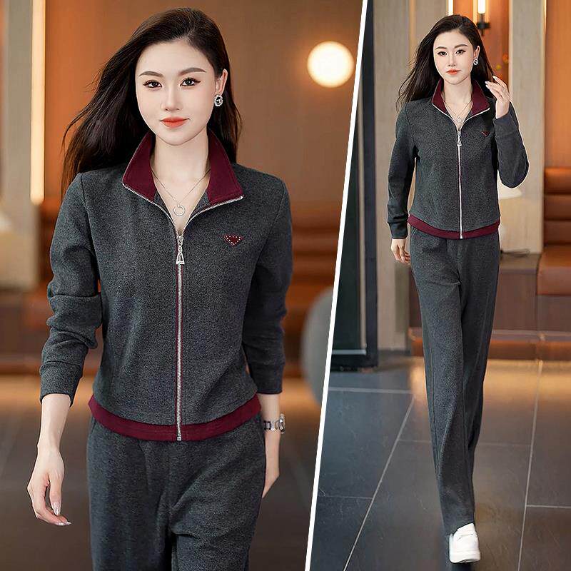 运动套装春秋时新款尚百9695287服搭减龄妈妈阔腿裤休闲卫衣女两