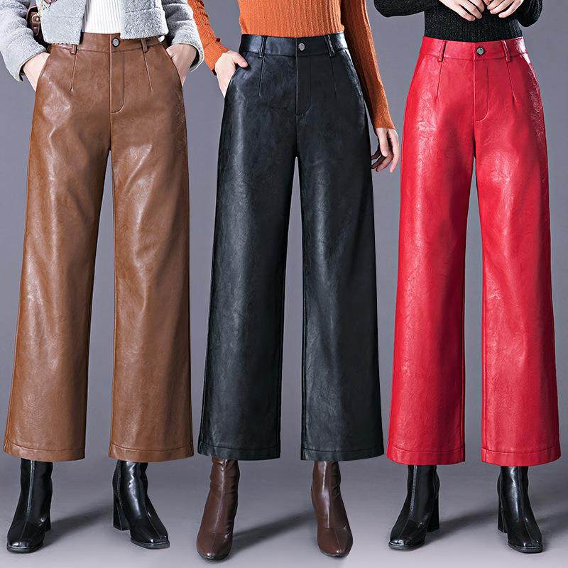 秋冬新款海裤女宁皮裤中年士直筒长裤22372显九分阔腿裤绵羊瘦皮,女装/女士精品,休闲裤,淘宝优惠券,粉丝福利购,淘宝优惠卷