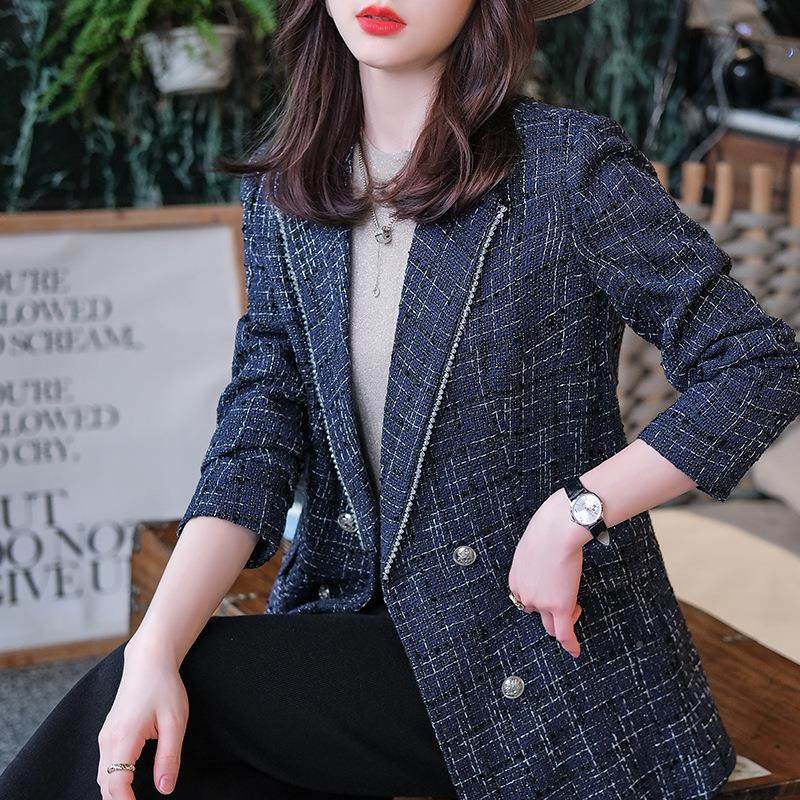 黑色格003子装外套女春休秋跨境西货源新款小闲垂感格纹感炸街西,女装/女士精品,西装,淘宝优惠券,粉丝福利购,淘宝优惠卷