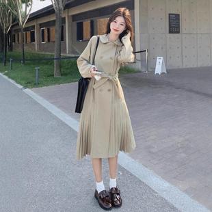 收腰百褶款 其色娃娃领B157 韩系时尚 新卡款 222长风中衣外套女秋季
