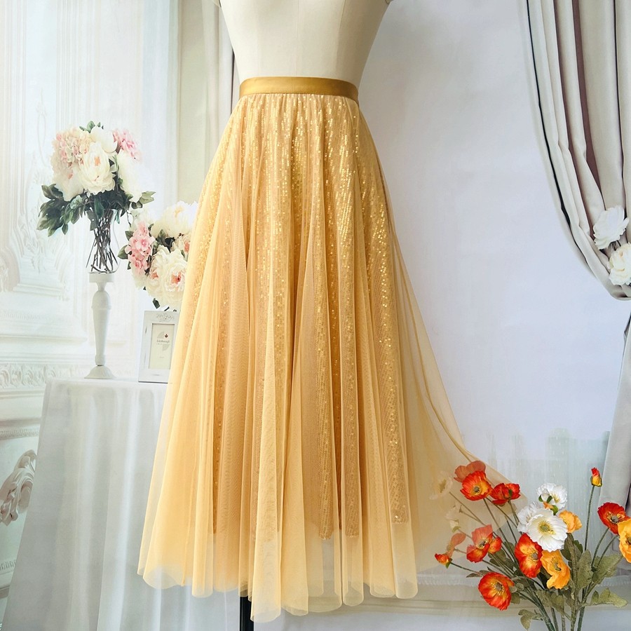 金色亮片半身裙女长款2024秋季新款松紧腰显瘦A字轻奢气质大摆裙,女装/女士精品,半身裙,淘宝优惠券,粉丝福利购,淘宝优惠卷
