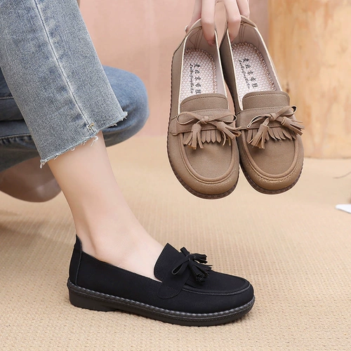 Черная униформа медсестры, туфли для матери, нескользящие осенние слипоны, обувь для отдыха, мягкая подошва