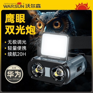 沃尔森官方猫头鹰PRO头灯可头带可帽夹夜钓挥手感应