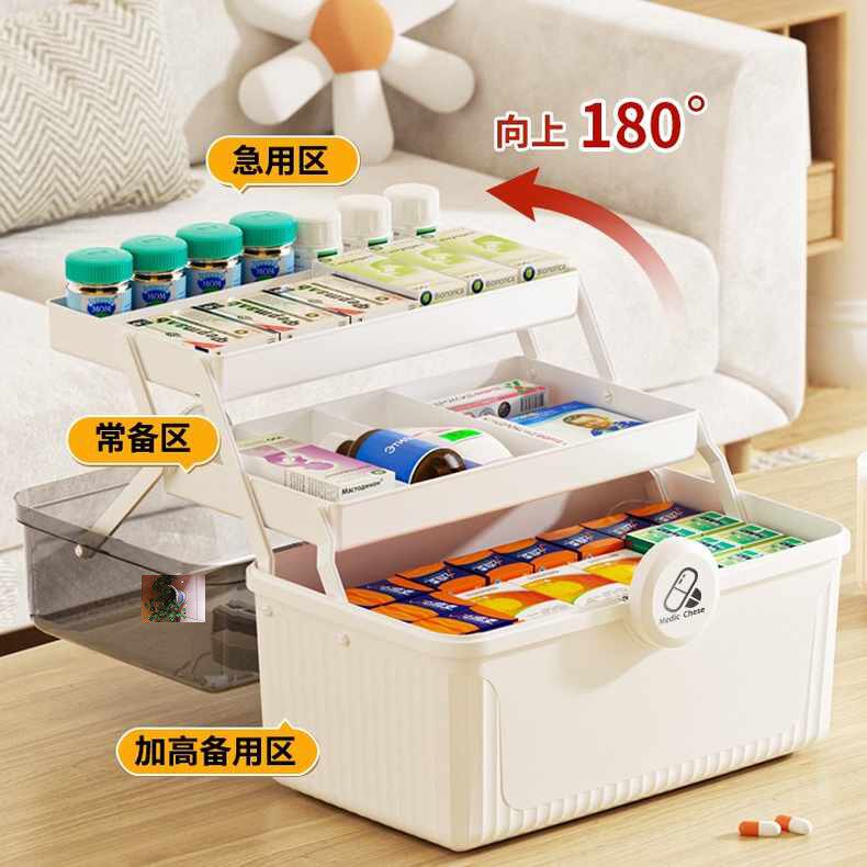清河县斯连贸易商行的小店带药盒的药箱新升级旋转式卡扣三层折叠