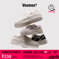 VEEMESx GRKC联名款手工毛边小碎花经典帆布鞋男女情侣休闲板鞋