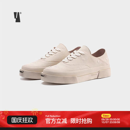VEEMES厚底增高做旧低帮帆布鞋