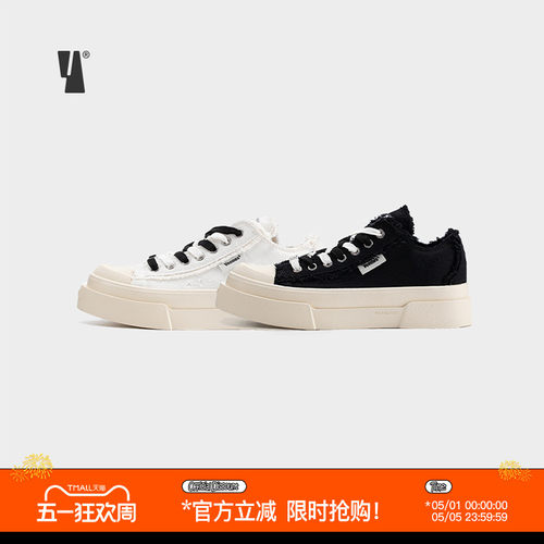 veemes厚底帆布鞋情侣款翘头板鞋