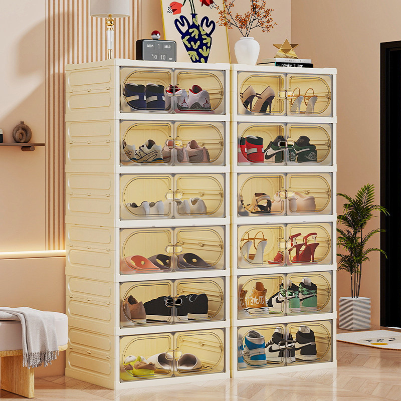 一体式鞋柜家用门口免安装鞋子专用置物柜大容量塑料防尘折叠鞋架