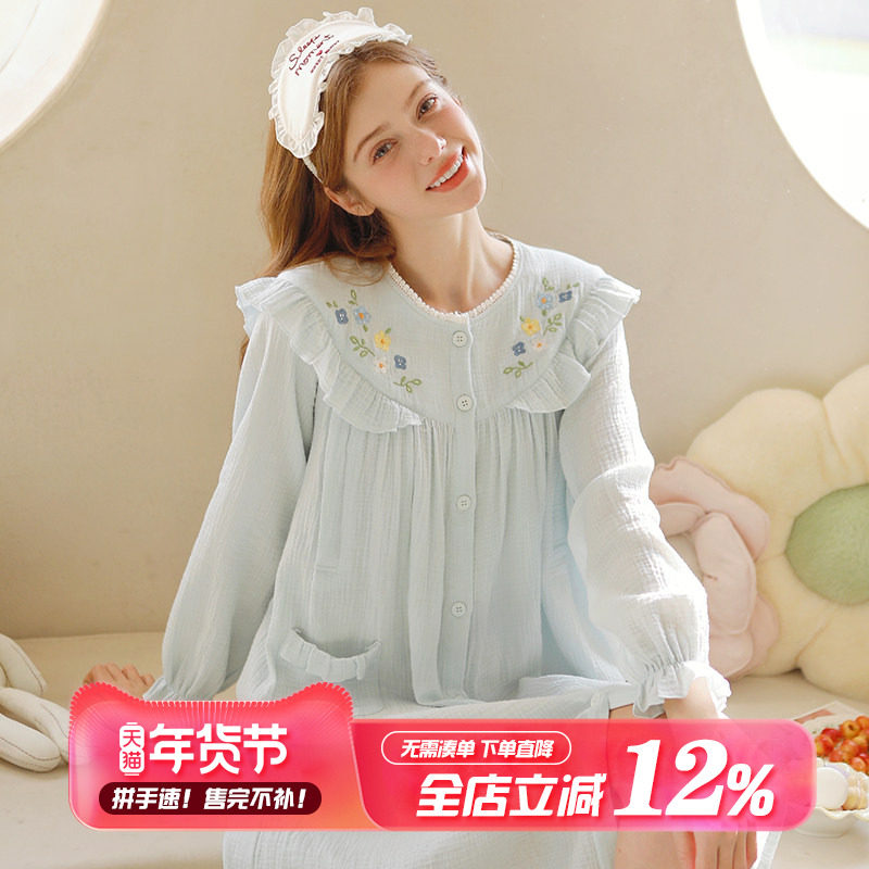 家时光哺乳睡裙春夏季薄款孕妇睡裙连衣裙纯棉纱布待产产妇家居裙,孕妇装/孕产妇用品/营养,家居裙,淘宝优惠券,粉丝福利购,淘宝优惠卷