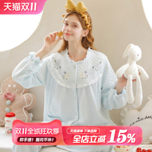 家时光月子服秋冬款 加厚空气棉11月份12孕妇睡衣哺乳衣产妇家居服