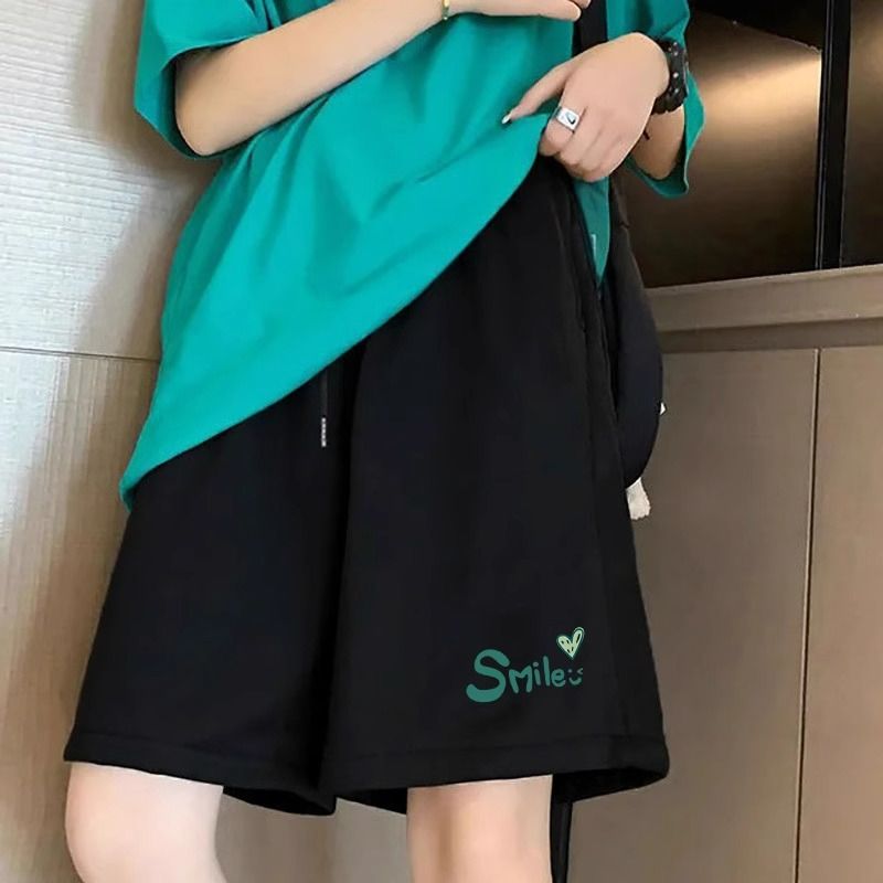初中学生运动裤女孩夏季高中生中考体育专用跑步外穿阔腿五分短裤