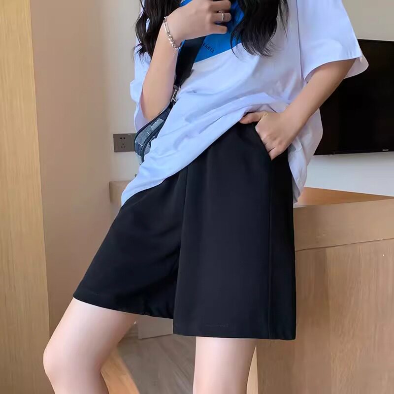 韩版宽松少女五分裤夏装高中学生初中生体育考试专用阔腿运动短裤