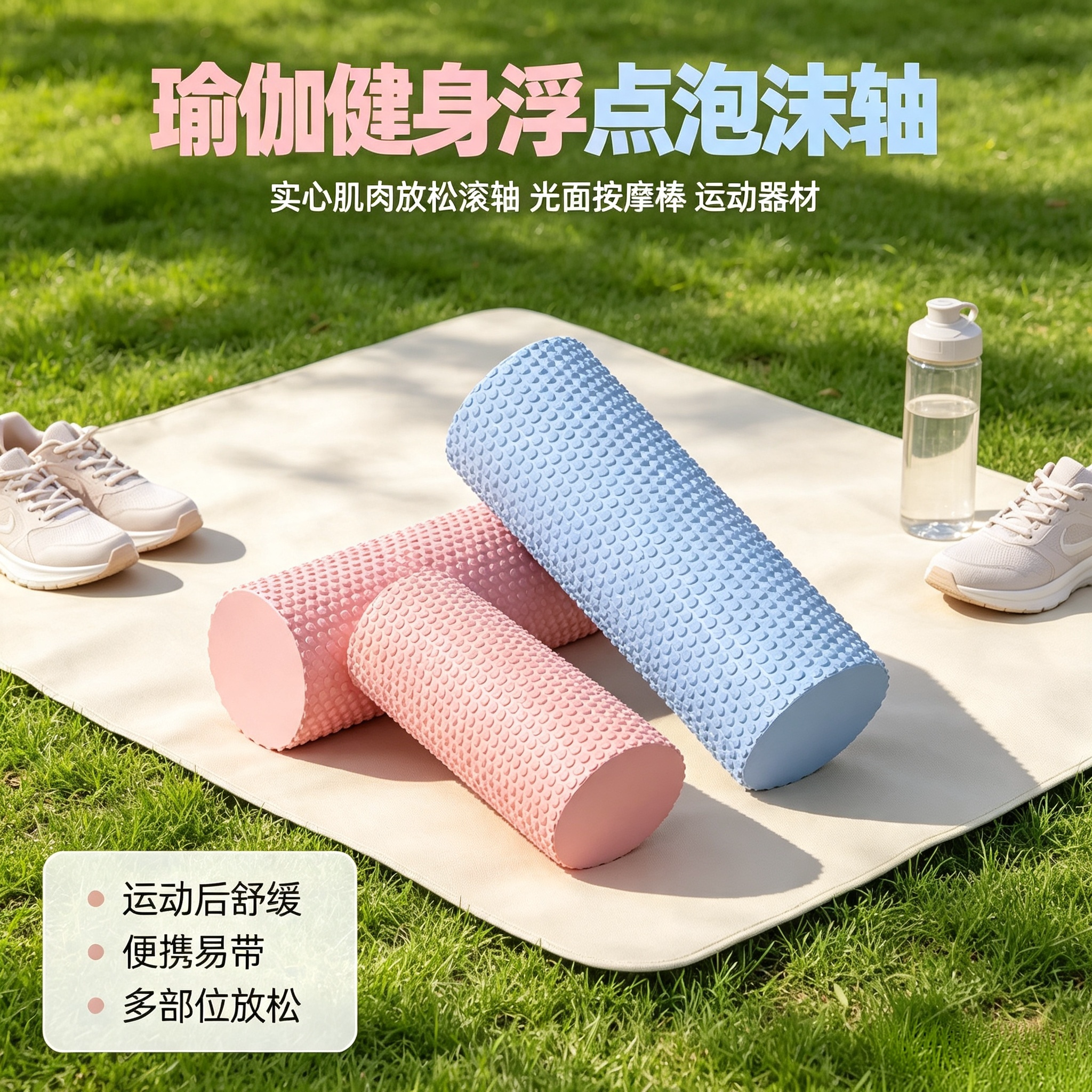 EVA实心泡沫轴初学者瑜伽柱肌肉放松器滚轮普拉提腰椎按摩柱瘦腿