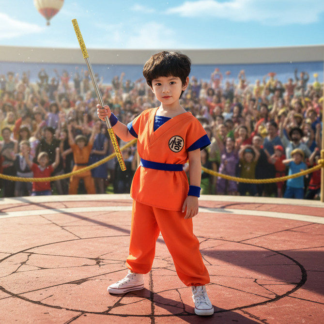 孙悟空儿童服装男童七龙珠武道cos衣服六一幼儿园武术舞蹈演出服