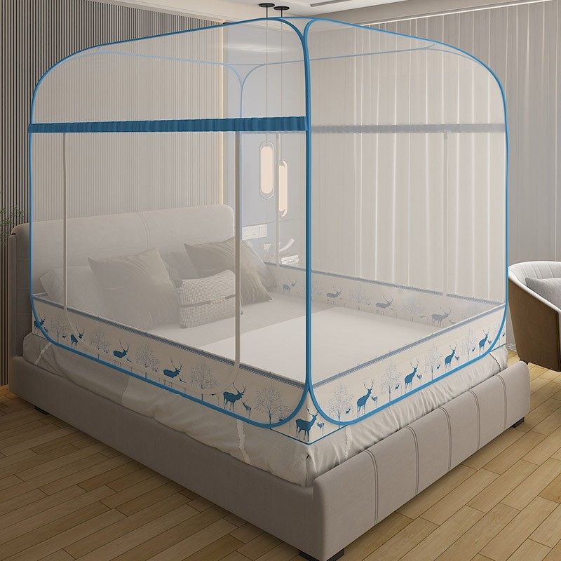 2025新款免安装家用蒙古包蚊帐卧室防摔1.8m双人1.2m单人床防尘顶