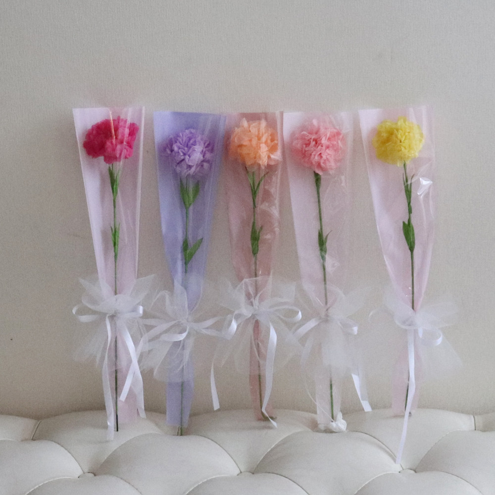 雪梨纸康乃馨材料包单支花束手工纸花diy套装女王节日礼物团建活