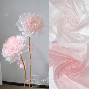 欧根纱手工花朵材料DIY婚纱裙子美陈面料布料真丝巨型大花虞美人