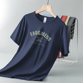 莫代尔冰丝t恤男短袖 字母印花上衣服凉感透气速干体恤衫 夏季 半袖