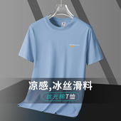 液氨丝光棉短袖 上衣服字母印花打底衫 t恤男夏季 速干冰丝凉感半袖