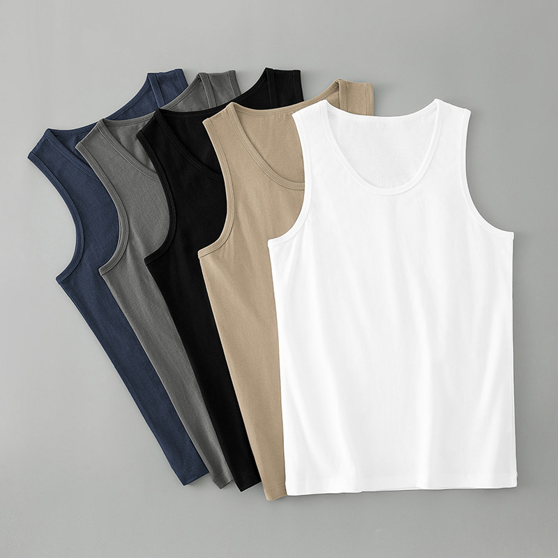 纯棉背心男士夏季健身篮球运动跨栏纯色白色坎肩吊带汗衫无袖t恤