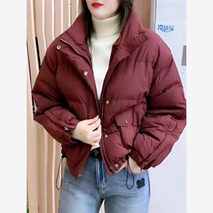 红色羽绒棉服外套女冬季2025新款爆款女士今年流行短款加厚面包服