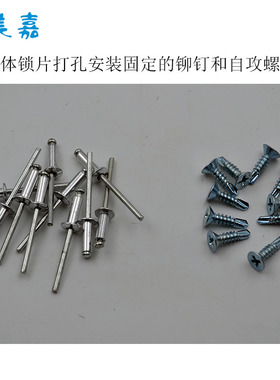 智能指纹锁防盗门锁体锁扣片打孔安装用铆钉4X12和自攻螺丝M4.2