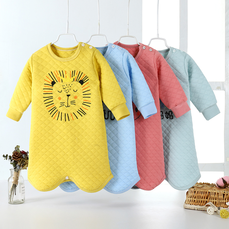 儿童睡袍婴儿睡衣夹棉加厚春秋冬季1男童女童浴袍宝宝睡裙纯棉3岁