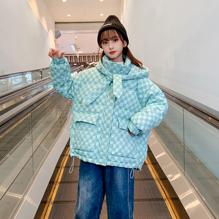 女童羽绒服冬装2025新款儿童洋气中大童加厚短款白鸭绒连帽外套