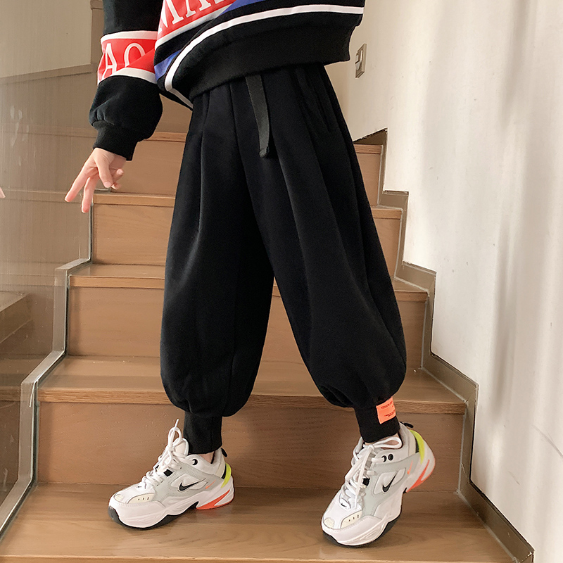 女童加绒裤子2025冬装新款韩版儿童宽松运动裤中大童加厚休闲裤潮