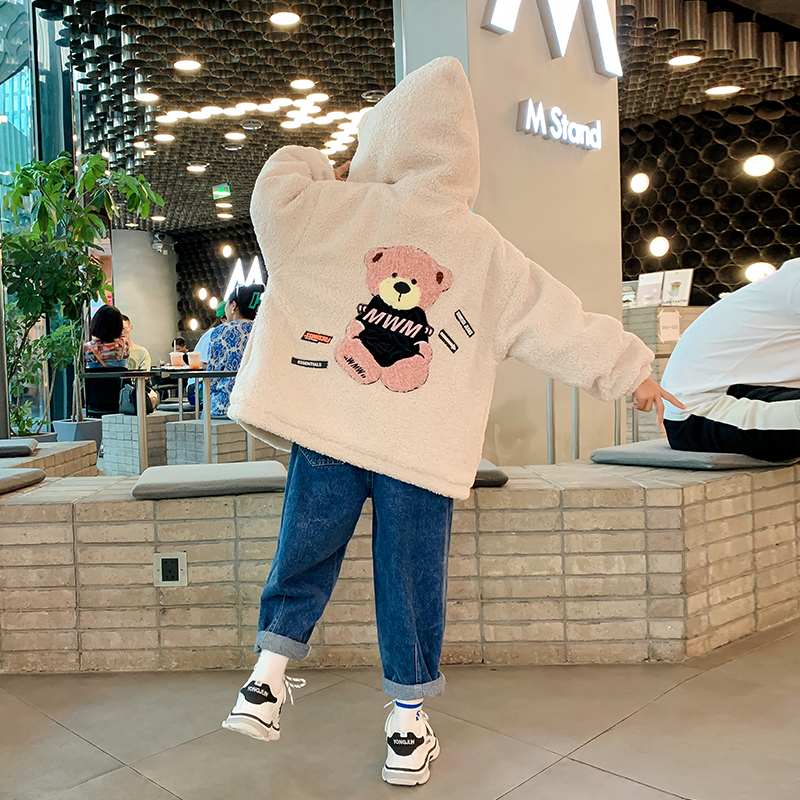 女童加绒外套羊羔绒上衣