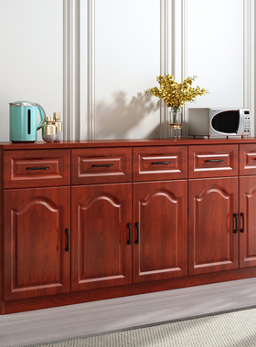 现代实木茶水柜柜子厨房阳定制家用简约中式客厅白色储物柜墙边柜