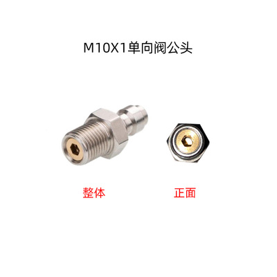 恒压阀充气嘴8MM快接公头不锈钢公头带单向阀M10M8*1气瓶进气嘴
