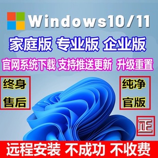 台式 11专业版 windows7纯净win10 远程安装 笔记本重装 电脑系统原版