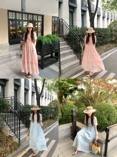 重工全苎麻蕾丝拼接连衣裙 两色小众长裙 朝暮素缕 PINKMOON