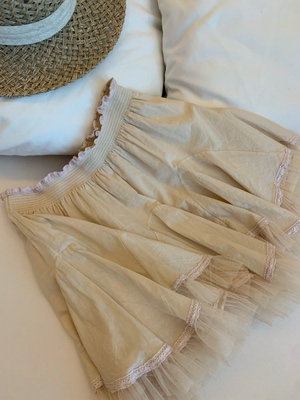 PINKMOON/百搭棉感米杏色蕾丝花边半身裙衬裙