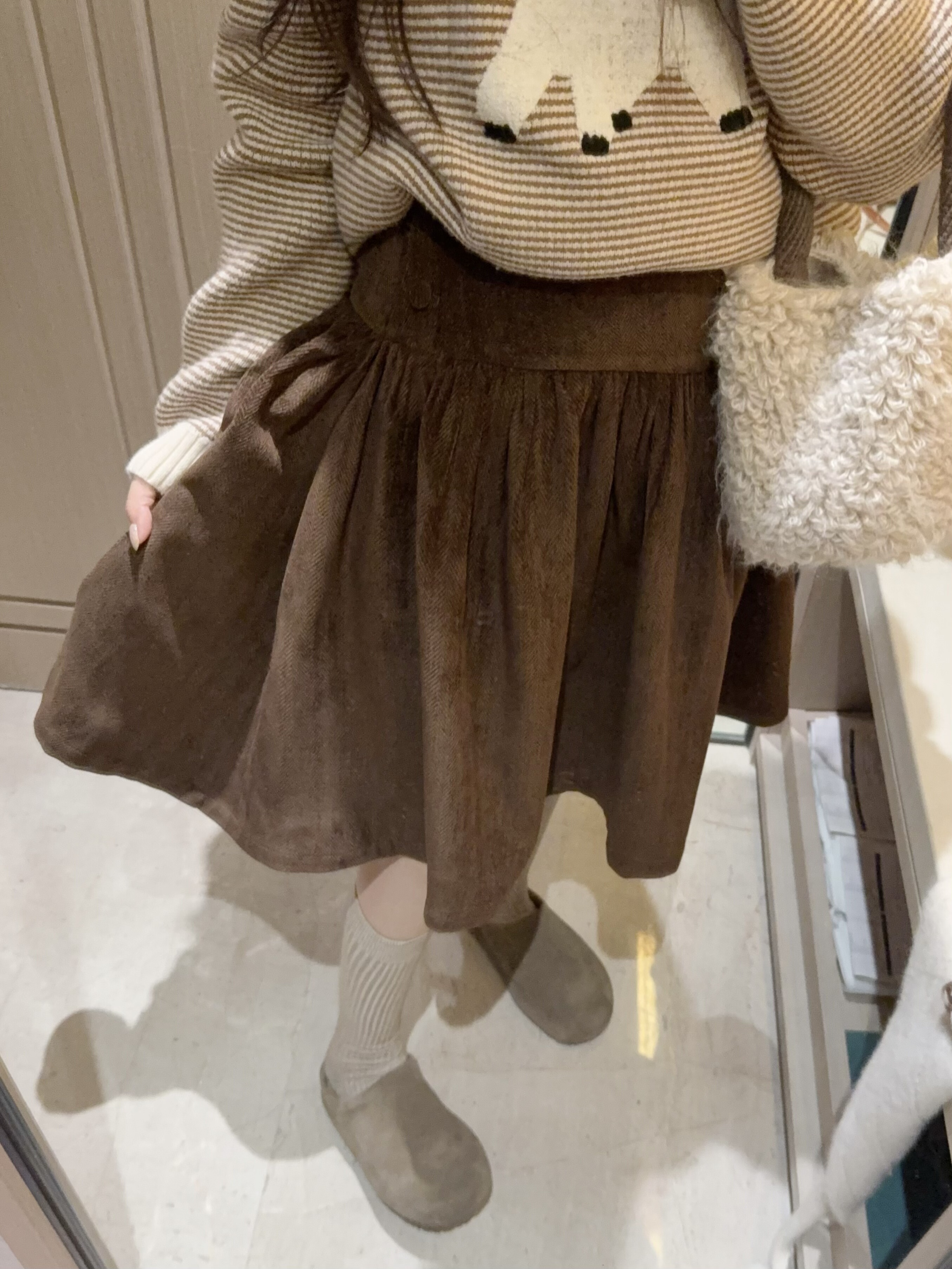 PINKMOON/复古雪尼尔棕色半裙秋冬百搭中裙,女装/女士精品,半身裙,淘宝优惠券,粉丝福利购,淘宝优惠卷