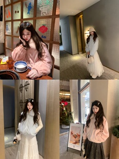 PINKMOON/奶芙绒绒 环保皮草百搭韩系外套可两穿马甲毛毛拼接