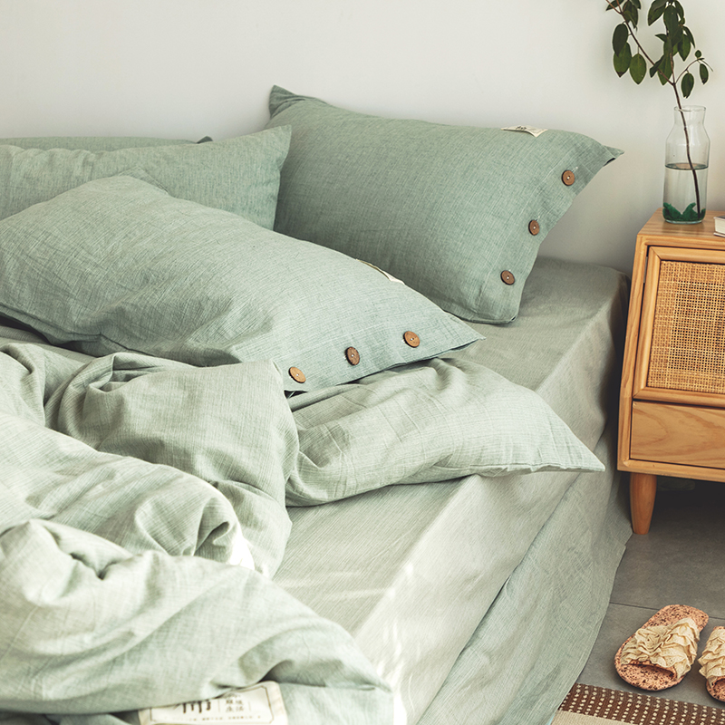棉麻风床上四件套床纯棉简约
