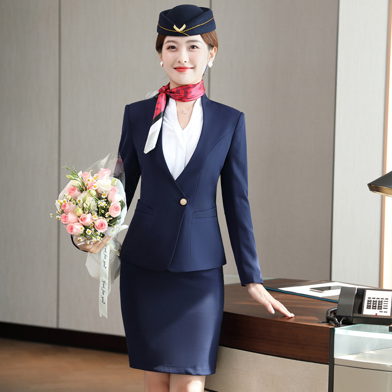 酒店前台工作装空姐制服女裙职业装套装售楼物业美容师工作服秋冬