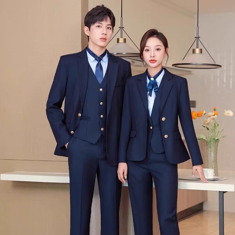 职业西装套装男女同款春秋酒吧KTV酒店前台工装餐饮服务员工作服