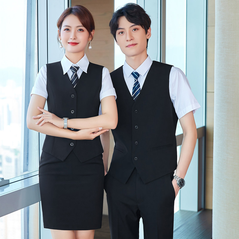 酒店前台工作制服女夏季餐饮饭店酒吧ktv服务员工作服短袖裙套装