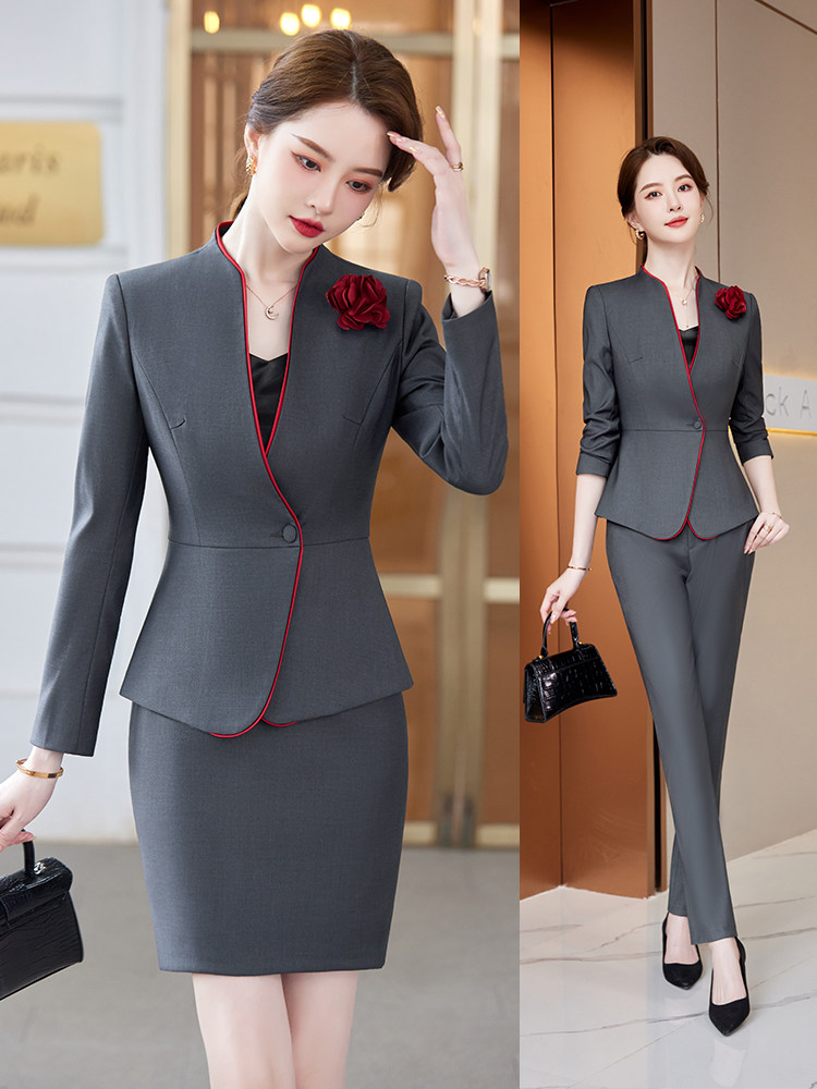 珠宝店工作服长袖西服套装酒店前台售楼部美容院职业装气质女神范