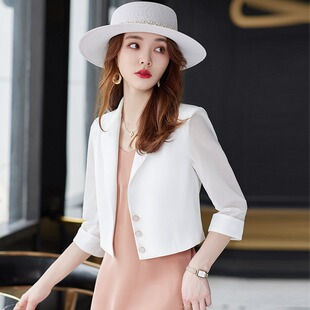 小西装外套女夏季新款气质御姐范小个子短款时尚雪纺吊带连衣裙薄