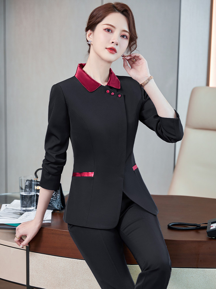 职业西装套装女秋冬气质饭店前台收银员工装酒店餐饮服务员工作服