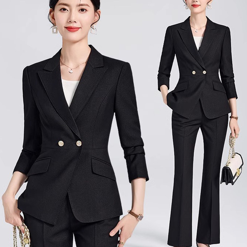 黑色西装套装女春秋新款高级感正式场合职业装高端酒店经理工作服