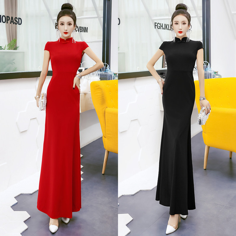 高端年会走秀演出旗袍晚礼服长裙